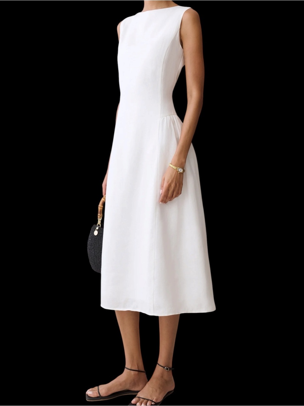 Few Moda o.p.t. Avalon Linen Sleeveless Dress White NWT